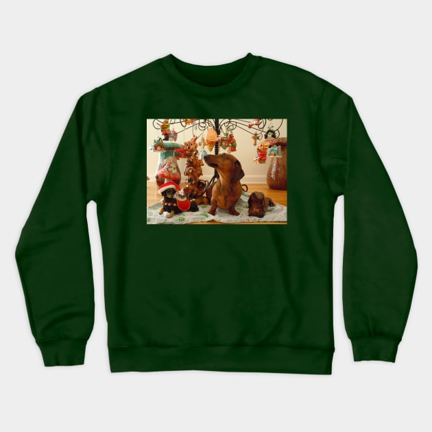 Christmas Dachshund (Version 2) Crewneck Sweatshirt by DebiCady